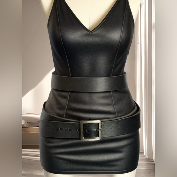 Accessories - Black Leather 1.5” Wide x  39.5" Long Belt